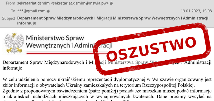 Urzd ds.Cudzoziemcw apeluje: Takie wiadomoci, naley zignorowa