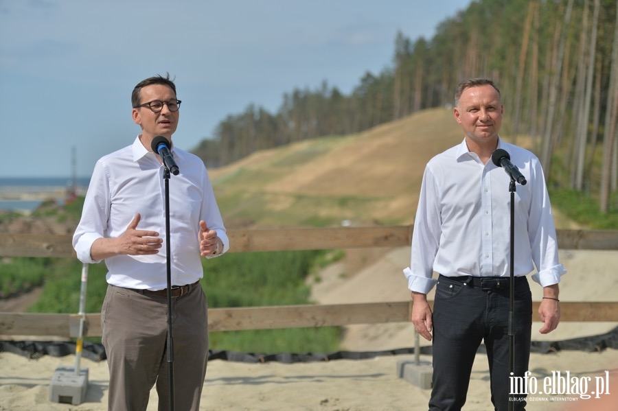Wizyta Prezydenta Andrzeja Dudy i premiera Mateusza Morawieckiego na budowie przekopu Mierzei Wilanej, fot. 32