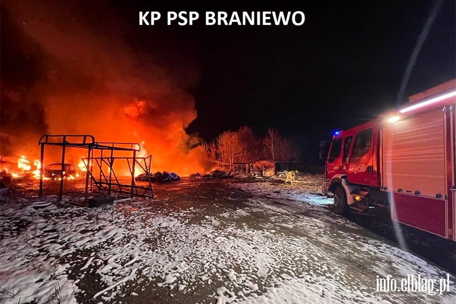 Nocny pożar w Pieniężnie, fot. 3