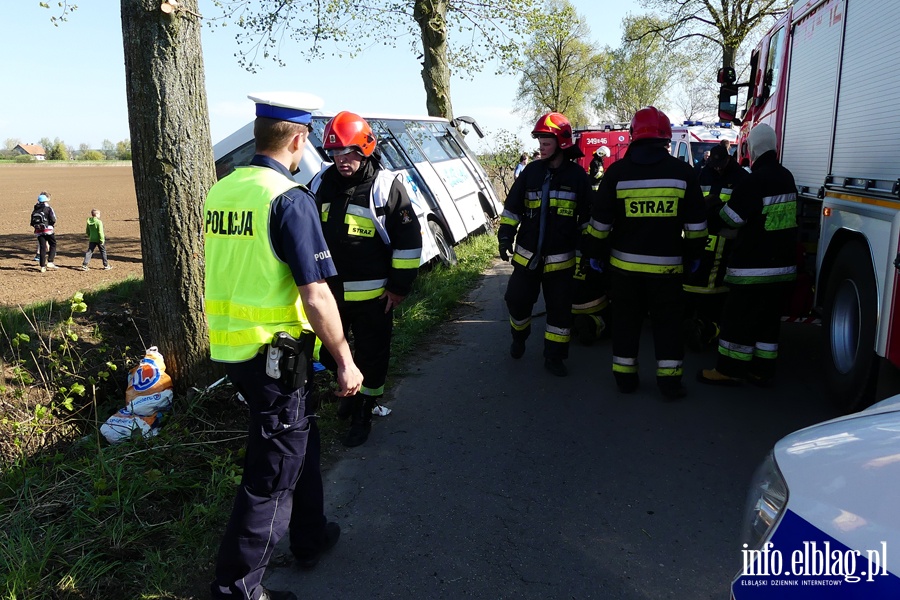 Wypadek midzy Zwierznem a Kpniewem. Autobus uderzy w drzewo, osiem osb rannych, fot. 15